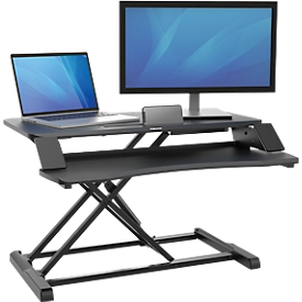 Poste de travail assis/debout Fellowes Corsivo, jusqu'à 17 kg, L 615 x P 800 x H 110 mm, noir