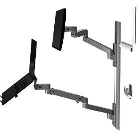 Poste de travail mural Ergotron LX Pro, tablette pour clavier et support pour moniteur, jusqu'à 34″, inclinable/pivotant/rotatif, réglable en hauteur, VESA, métal, gris foncé