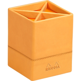 Pot à crayons Rhodia, similicuir, 4 compartiments, 80 x 80 x 110 mm, orange