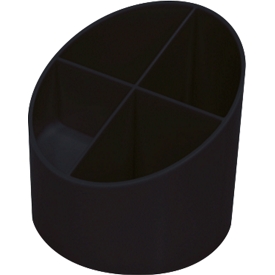 Pot à crayons "The Green Cross" Helit, en plastique recyclé, Ø 110 x H 105 mm, 4 compartiments,, noir
