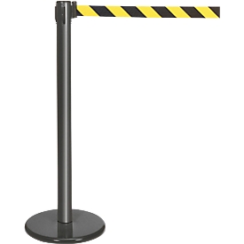Poteau à sangle anthracite, sangle noire/jaune