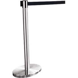 Poteau à sangle chromé, sangle noire