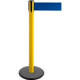 Poteau à sangle GLA 29, jaune, sangle bleue