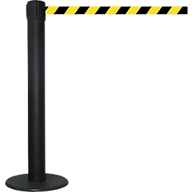 Poteau à sangle GLA 85- longueur de sangle jusqu'à 9 m - potelet en métal - angle noire/jaune