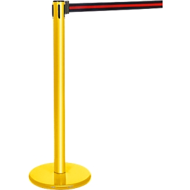 Poteau à sangle jaune, sangle noire/rouge