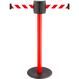 Poteau à sangle rouge GLAD 28 RS-Guidesystems, sangle à rayures rouge/blanc