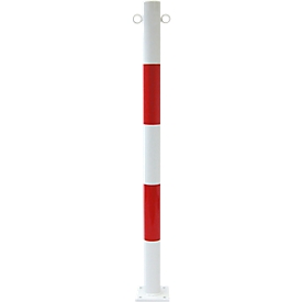 Poteau de balisage à cheviller, avec 2 œillets, blanc/rouge