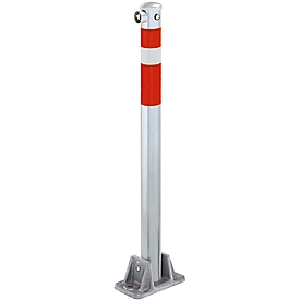 Potelet de parking avec serrure à cylindre pompier triangulaire, partie supérieure rouge/blanc