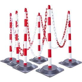 Potelets à chaîne - plastique- 6 potelets + 10 m de chaîne - set