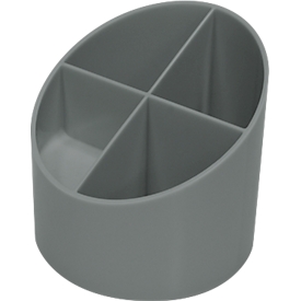 Potloodhouder Helit Het Groene Kruis, 4 vakken, Ø 110 x H 105 mm, gerecycled kunststof, lichtgrijs