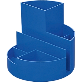 Potloodhouder MAUL ronde box eco, 6 vakken incl. notitie- en brievenvak, Ø 140 x H 125 mm, 90 % gerecycled kunststof, blauw