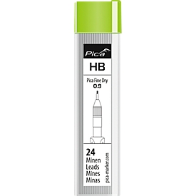 Potloodstift Pica Fine Dry HB 7030, stiftdiameter 0,9 mm, hardheid HB, schrijfkleur grafiet, 24 stuks in blik met draaideksel