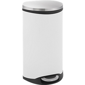 Poubelle à pédale blanche Soft Close, 30 litres