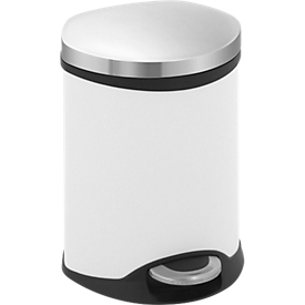 Poubelle à pédale blanche Soft Close, 6 litres