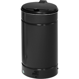 Poubelle à pédale Euro Pedal, pour usage intérieur, volume 60 l, avec poignée et couvercle, Ø 350 x H 700 mm, acier inoxydable et plastique, anthracite