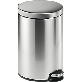 Poubelle à pédale métal rond, Soft Close, 12 litres, inox