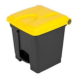 Poubelle à pédale Probbax, capacité 30 l, avec couvercle, L 410 x l 398 x H 435 mm, plastique, jaune-gris foncé