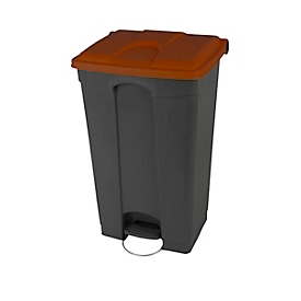 Poubelle à pédale Probbax, capacité 90 l, avec roulettes et couvercle, L 500 x l 412 x H 820 mm, plastique, marron-gris foncé