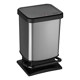 Poubelle à pédale Rotho PASO, 20 l, rectangulaire, anti-odeur, plastique (sans BPA), carbon metallic