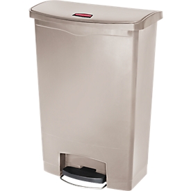 Poubelle à pédale Slim Jim®, plastique, contenance 90 L, avec roulettes, beige