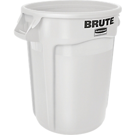 Poubelle de tri Brute, polyéthylène, ronde, 37 l, blanc