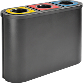 Poubelle de tri sélectif Triomf Vepa Bins - HDPE - L 1100 x P 385 x H 755 mm - 3 bacs de 45 l - noir