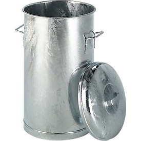 Poubelle en tôle d'acier, avec couvercle, 60 litres