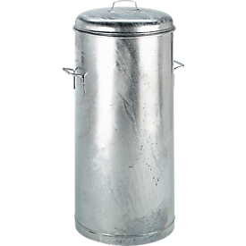 Poubelle en tôle d'acier, avec couvercle, 80 litres