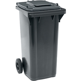 Poubelle mobile SSI Schäfer GMT eXtra, 120 l, EN 840, préparée pour recevoir une puce, poignée de traction, plastique recyclé à 90 %, noir-noir