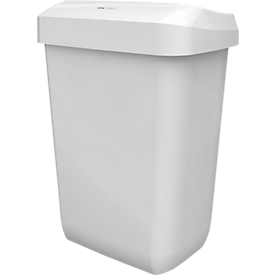 Poubelle Paradise Paper Bin « Clear+ » de CWS, 23 l, modèle sur pied ou à fixation murale, couvercle amovible, ouverture de dépôt dissimulée, plastique, blanc
