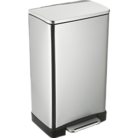Poubelle rectangulaire à pédale, 30 litres, l. 400 x L 340 x H 650 mm, acier inoxydable brossé