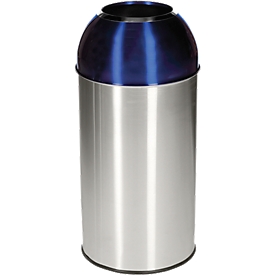 Poubelle ronde en inox Orgavente, 40 litres, Ø 380 x H 740 mm, pour l'intérieur, couvercle bleu