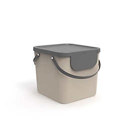 Poubelle Rotho ALBULA, système de recyclage, 40 l, empilable, plastique (sans BPA), capuccino