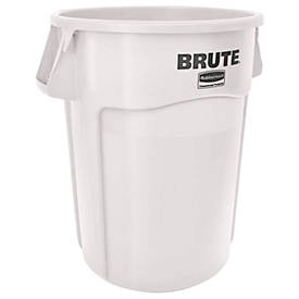 Poubelle rubbermaid Brute, 166,5 l, ronde, anti-UV, L 612 x l 717 x H 796 mm, polyéthylène, blanc