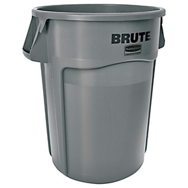 Poubelle Rubbermaid Brute, ronde, avec canaux d'aération, L 612 x l 717 x H 796 mm, 166,5 l, avec protection anti-UV, polyéthylène, gris
