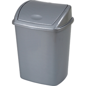 Poubelle Vepa Bins, volume 15 l, avec couvercle, rectangulaire, L 235 x l 300 x H 405 mm, plastique, gris