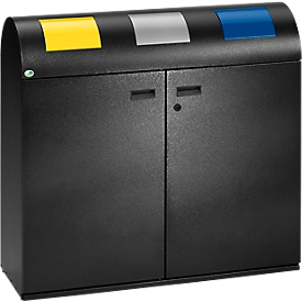 Poubelles de tri sélectif, partie supérieure arrondie, argent antique