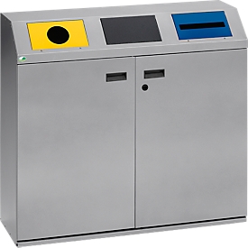 Poubelles de tri sélectif, partie supérieure carrée, argent