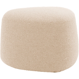 Pouf GOGO Leyform, petit, ovale, L 550 x P 515 x H 440 mm, avec patins, revêtement en tissu, beige