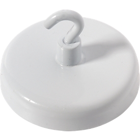 Power magnet with hook, Ø 36 mm, adhesive force 10 kg, white, 5 pieces