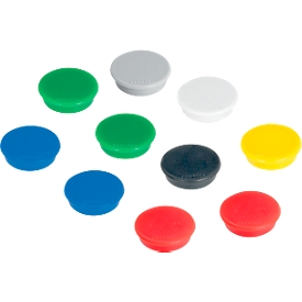 Power magneten Franken, rond, tot 0,3 kg, speciale coating, Ø 24 mm, kunststof, geassorteerde kleuren, 10 stuks