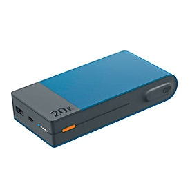 Powerbank GP MP20BBLUE, USB-A/USB-C, Schnellladung, 2 Geräte gleichzeitig laden, 20.000 mAh, blau-schwarz
