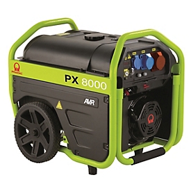 Pramac mobiler Stromerzeuger PX 8000 TXB, Benzinbetrieb, Tankinhalt 3,5 l, 1,3/4,3 kW, 230/400 V, 69 dB, Hand-/Elektrostart, 1 Steckdose
