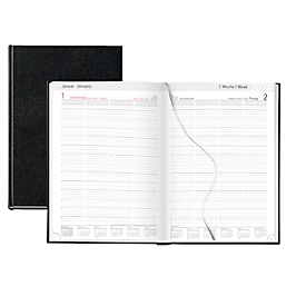 Praxistimer Korsch 2026, A4, 400 pages, calendrier pour D/GB/F/I, ruban de lecture, L 210 x H 297 mm, carton, noir