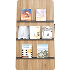 Présentoir à prospectus meet by Paperflow Modèle C, 3 tablettes, panneau de particules/polystyrène, décor bois