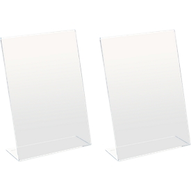 Présentoir de table  incliné - acrylique - l. 210 x H 300 mm - pour format A4 portrait - set de 2 p.