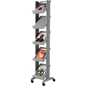 Présentoir mobile CORNER - l . 350 x P 385 x H 1675 mm - 5 niveaux - coloris aluminium