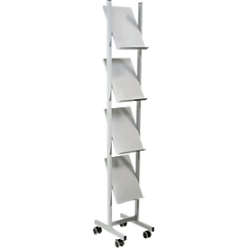 Présentoir mobile - métal -  l. 310 x P 360 x H 1570 mm - pour  4 x format A4