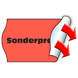 Prijsetiketten METO®, voor 2-regelige prijsetiketten, opdruk "Sonderpreis", permanente kleefstof, gegolfde rand, FSC® papier, rood, 6 rollen met 1000 stuks