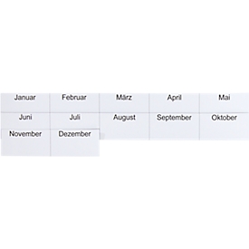 Prikbordkaarten voor Ultradex prikbord Planrecord, variant maanden januari-december, beschrijfbaar, B 60 x H 32 mm, papier, wit, 1 set van 12 stuks